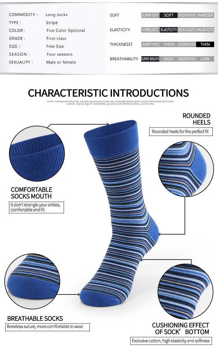 Cross-Border Socks for Men, Plus Size Men's Socks, Japanese Retro Colorful Striped Mid-Calf Slouch Socks, Ins-Style Long Socks — feature 5