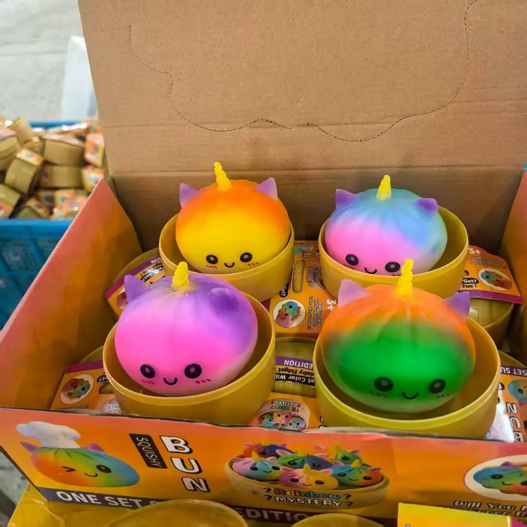 Cross-Border Popular Stress-Relief Squeeze Toy Tpr Steamed Bun Gelatin Maltose Glitter Dumpling