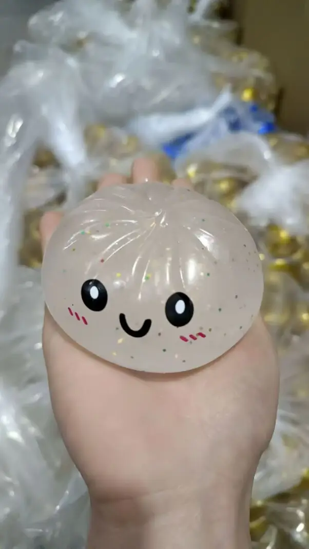 Cross-Border Popular Stress-Relief Squeeze Toy Tpr Steamed Bun Gelatin Maltose Glitter Dumpling