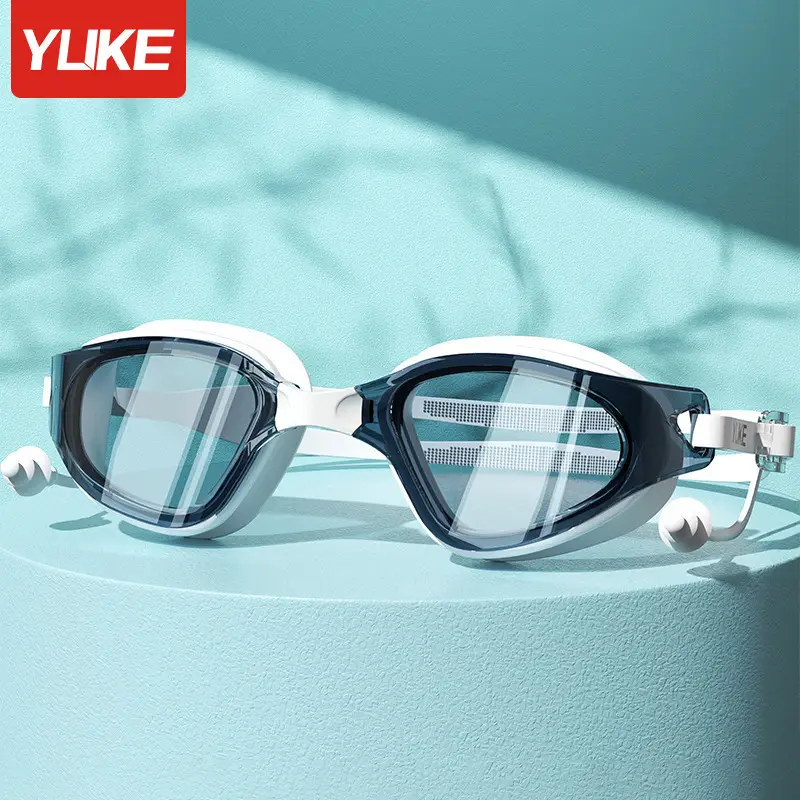 Swimming Goggles for Adults, Summer High-Definition Waterproof and Anti-Fog, Men's and Women's Flat-Lens Myopia Swimming Goggles, Swimming Cap Set, Swimming Equipment Wholesale