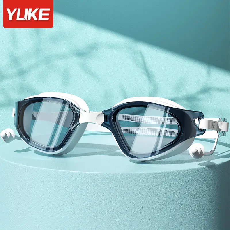 Swimming Goggles for Adults, Summer High-Definition Waterproof and Anti-Fog, Men's and Women's Flat-Lens Myopia Swimming Goggles, Swimming Cap Set, Swimming Equipment Wholesale