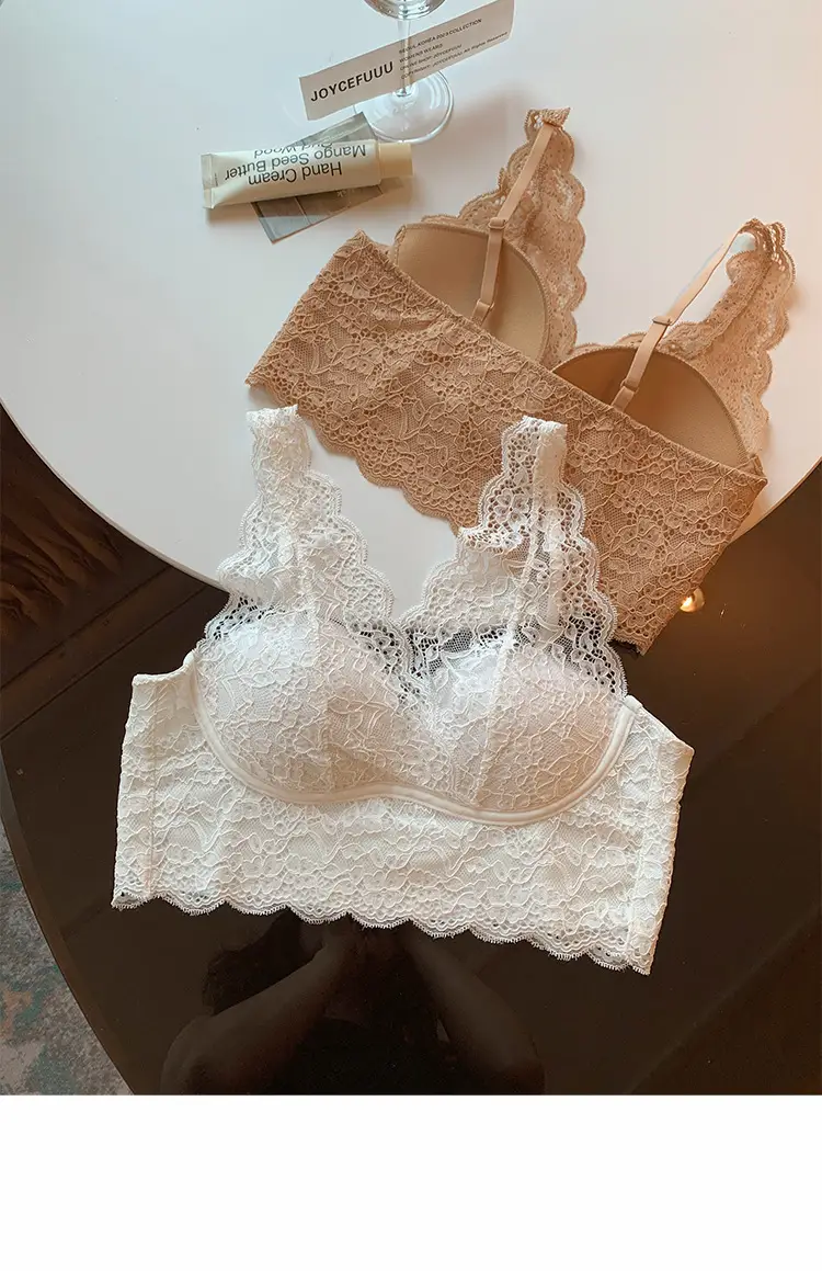French-Style Pure Desire Lace Wireless Bra for Women with Small Busts, Thin and Breathable Vest-Style Beauty Back Lingerie — feature 12
