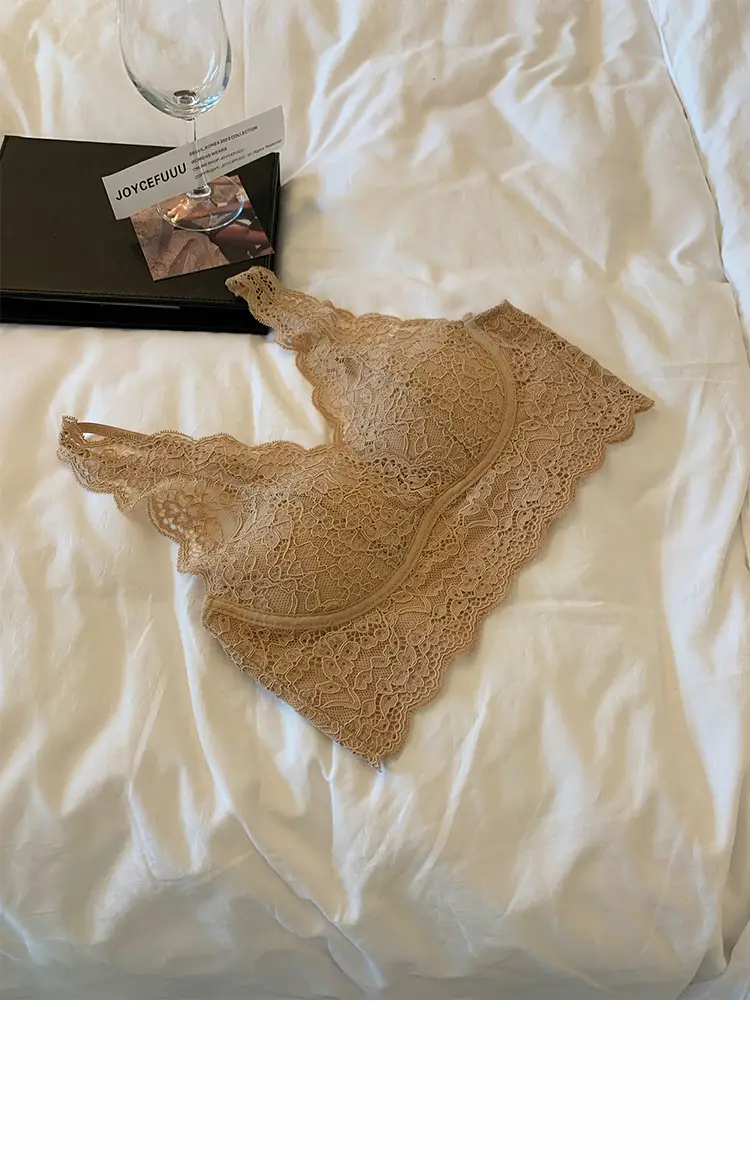 French-Style Pure Desire Lace Wireless Bra for Women with Small Busts, Thin and Breathable Vest-Style Beauty Back Lingerie — feature 14
