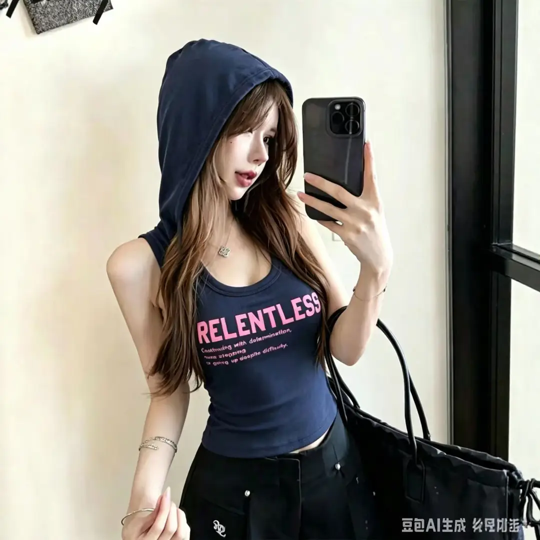 Summer New Style Hot Girl Style Letter-Printed Camisole for Women, Slim Fit, Backless, Hooded Design Top