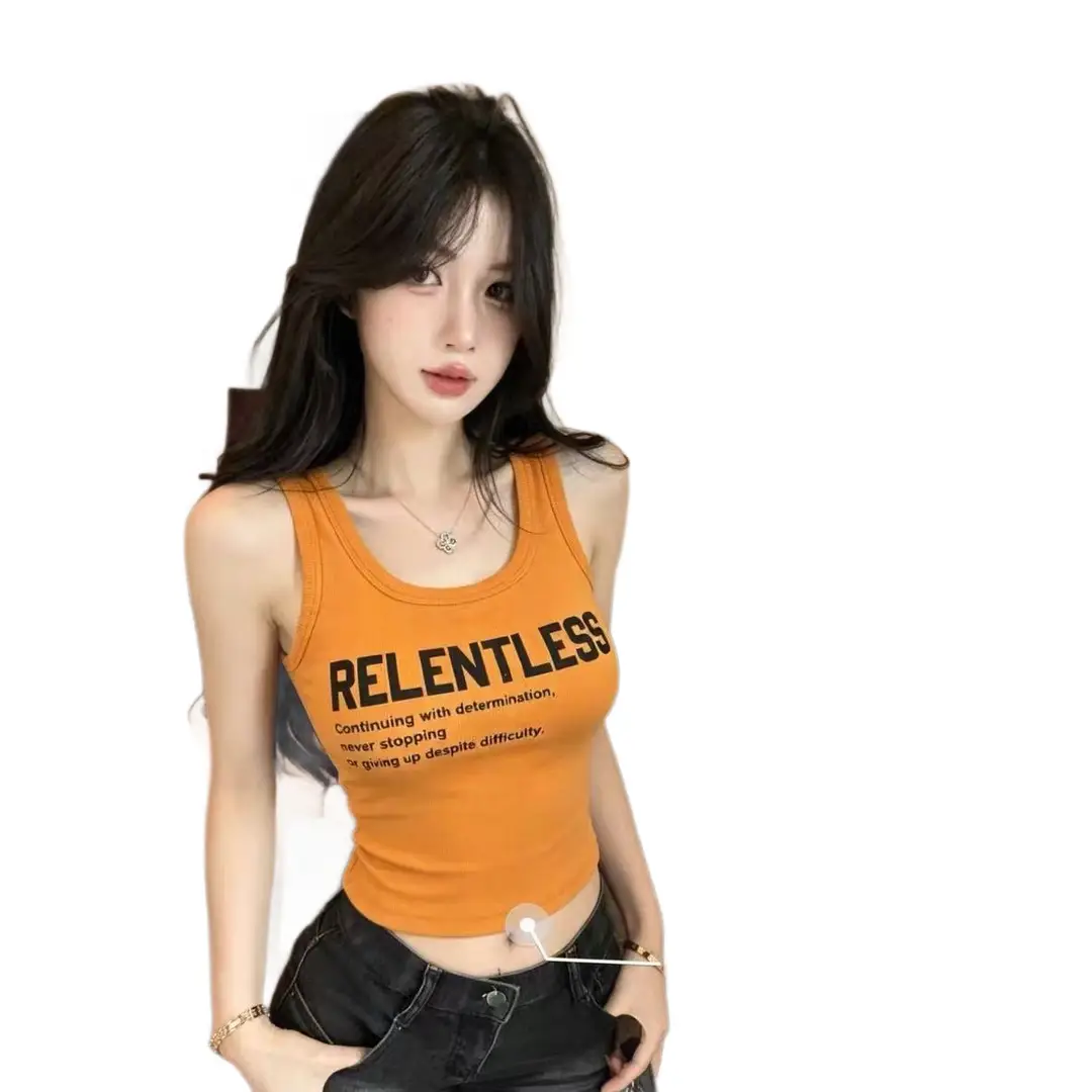 Summer New Style Hot Girl Style Letter-Printed Camisole for Women, Slim Fit, Backless, Hooded Design Top