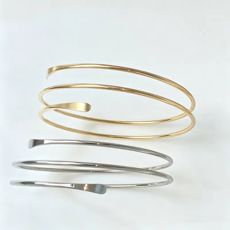 European and American Exaggerated Punk Arm Bracelets, Hollow Multi-Layer Smooth Arm Rings, Snake-Shaped Metal Open Bracelets Wholesale for Women