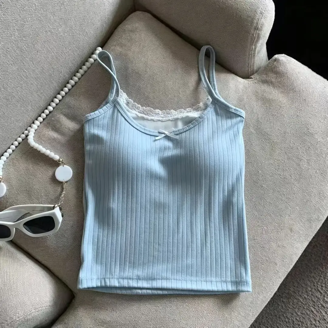 Pure Desire Bowknot Lace Camisole for Women with Built-In Chest Pads, Beautiful Back Design, Sleeveless, Versatile for Layering or Wearing Alone, Summer Top — feature 14