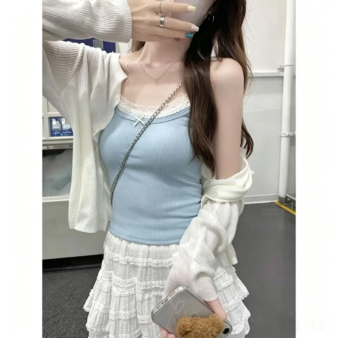 Pure Desire Bowknot Lace Camisole for Women with Built-In Chest Pads, Beautiful Back Design, Sleeveless, Versatile for Layering or Wearing Alone, Summer Top — feature 21