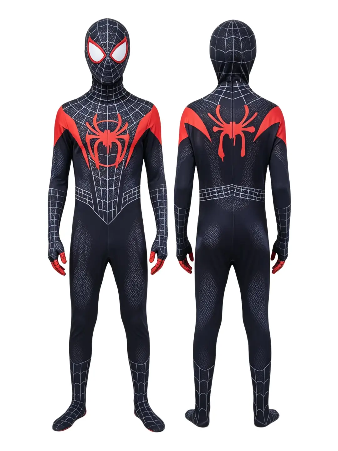 Little Black Spider-Man Parallel Universe Miles Cosplay Costume Children's Tight-Fitting Jumpsuit Halloween Stage Performance Costume