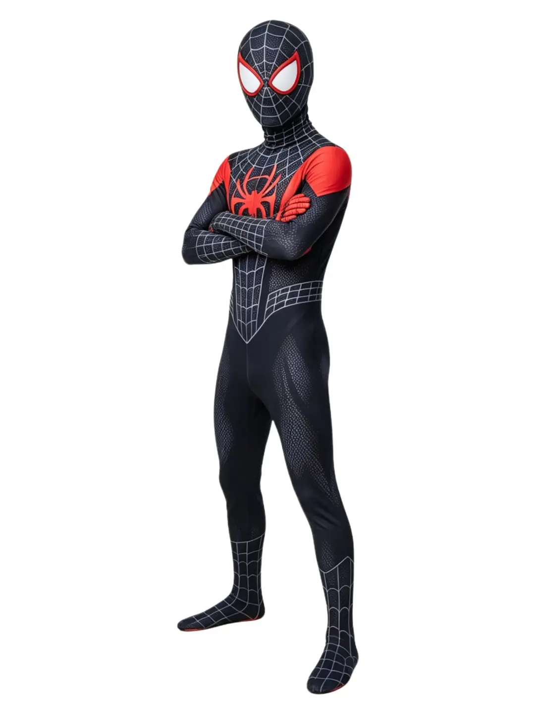 Little Black Spider-Man Parallel Universe Miles Cosplay Costume Children's Tight-Fitting Jumpsuit Halloween Stage Performance Costume