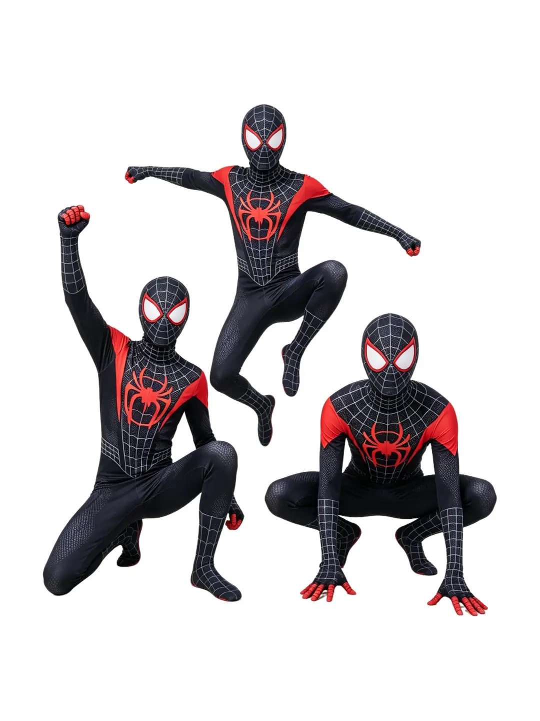 Little Black Spider-Man Parallel Universe Miles Cosplay Costume Children's Tight-Fitting Jumpsuit Halloween Stage Performance Costume