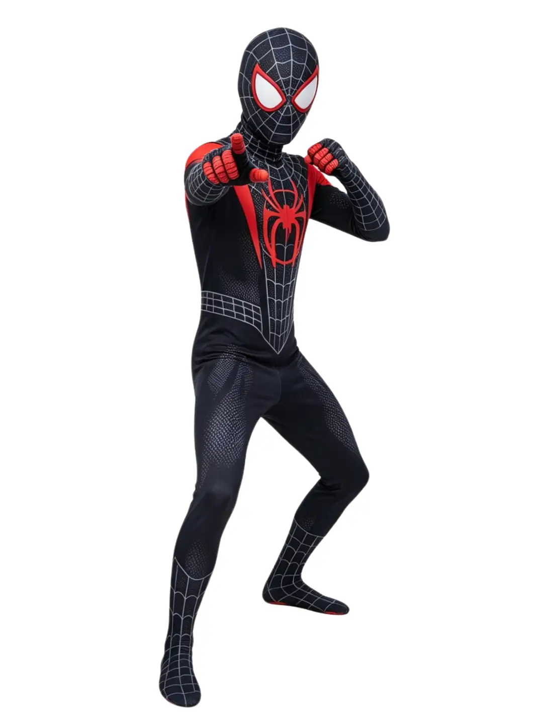 Little Black Spider-Man Parallel Universe Miles Cosplay Costume Children's Tight-Fitting Jumpsuit Halloween Stage Performance Costume