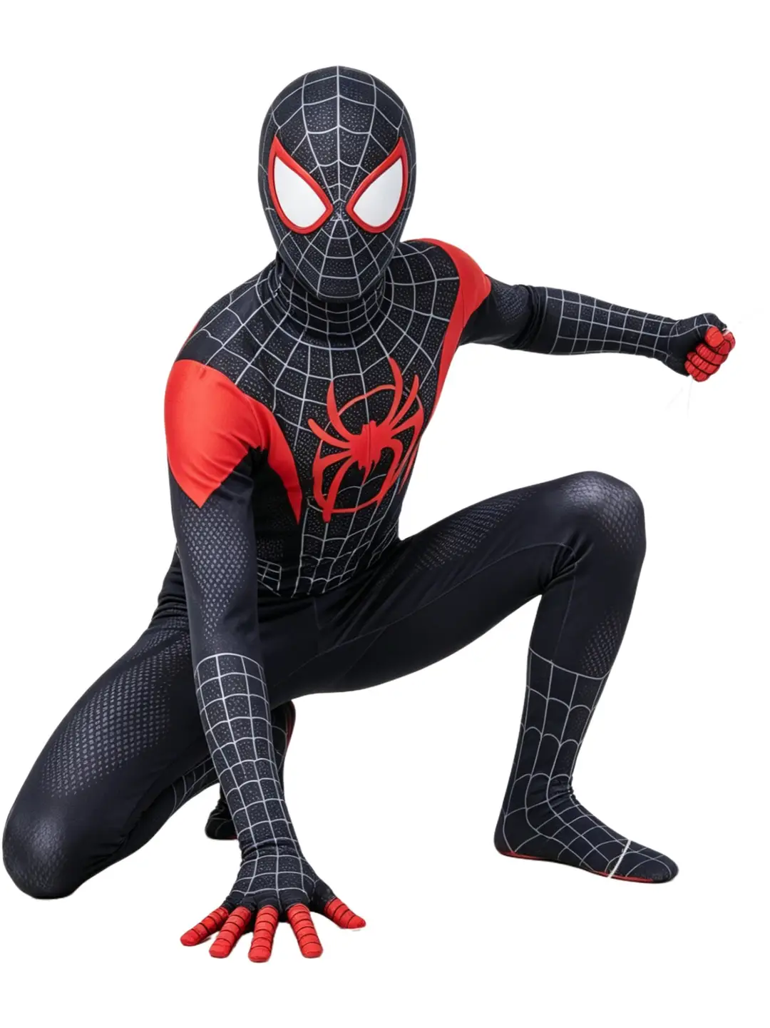 Little Black Spider-Man Parallel Universe Miles Cosplay Costume Children's Tight-Fitting Jumpsuit Halloween Stage Performance Costume