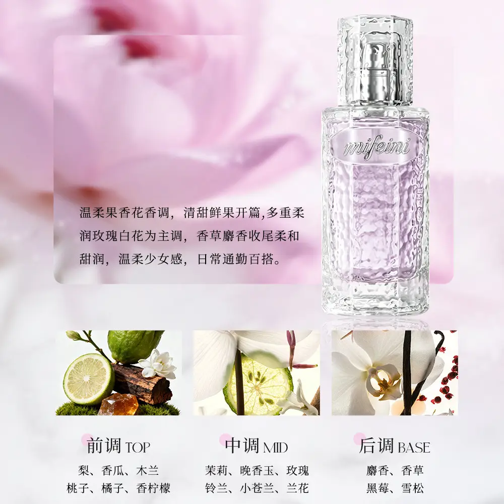 Miffini Glazed Secret Realm Perfume, Natural Fresh Light Floral Fragrance, Long-Lasting Scent, Compact and Portable Women's Perfume