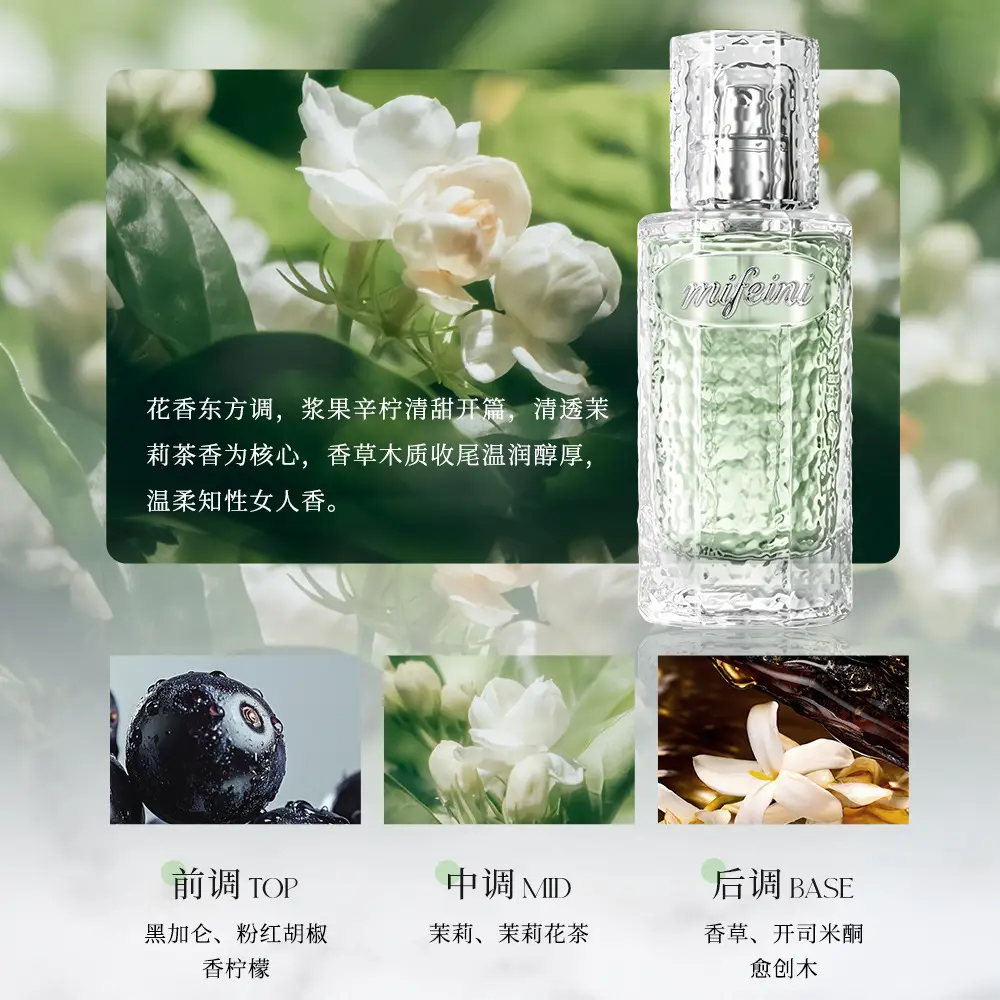 Miffini Glazed Secret Realm Perfume, Natural Fresh Light Floral Fragrance, Long-Lasting Scent, Compact and Portable Women's Perfume
