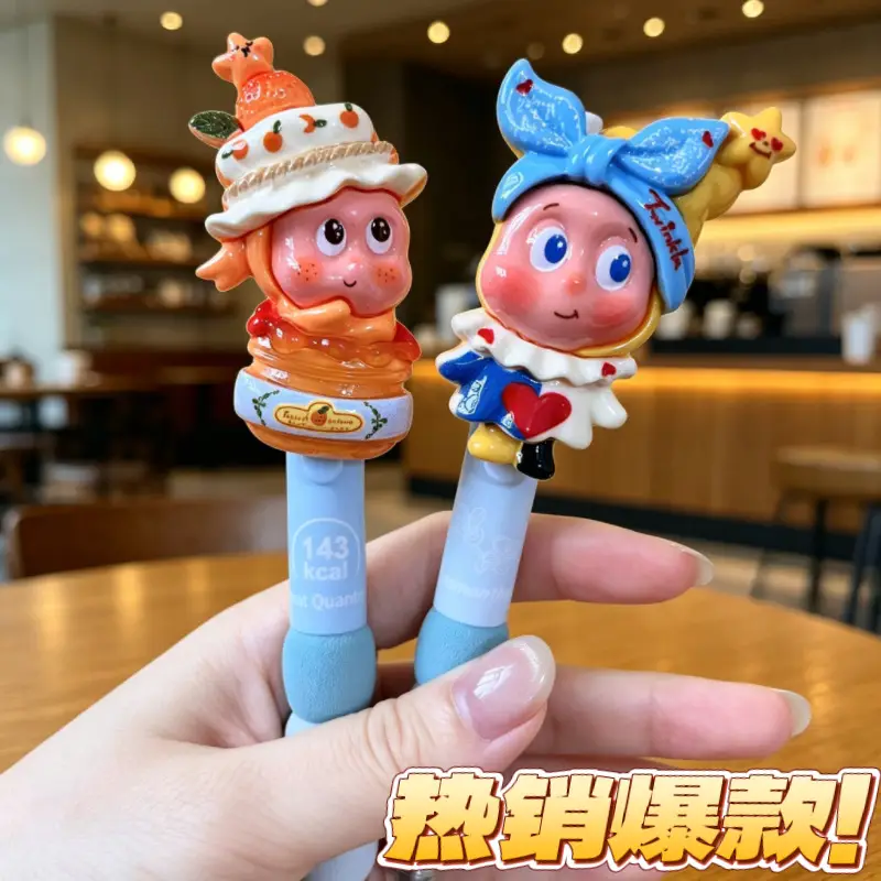 Gel Pen Xiaohongshu Same Style Muscle 143 Star Man Wholesale Retractable Black Quick-Dry Student Stationery Pen Cute