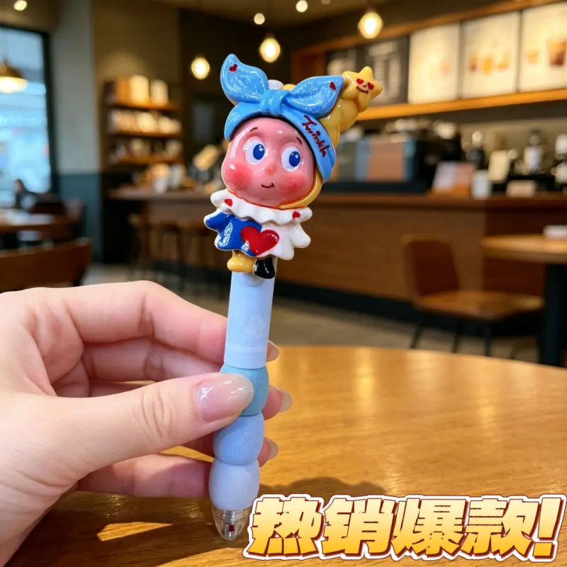 Gel Pen Xiaohongshu Same Style Muscle 143 Star Man Wholesale Retractable Black Quick-Dry Student Stationery Pen Cute