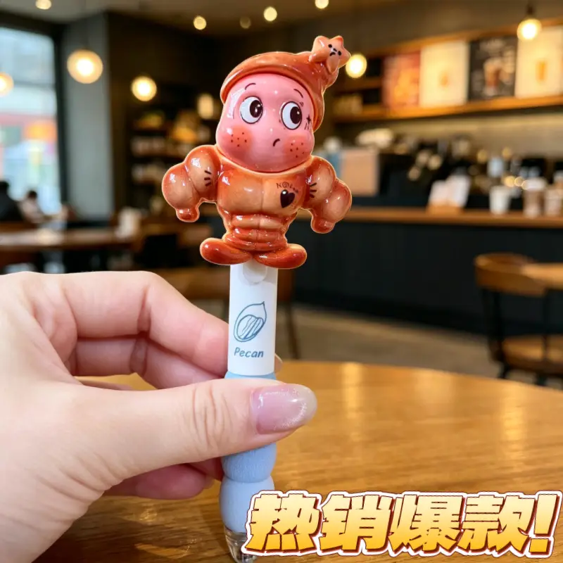 Gel Pen Xiaohongshu Same Style Muscle 143 Star Man Wholesale Retractable Black Quick-Dry Student Stationery Pen Cute