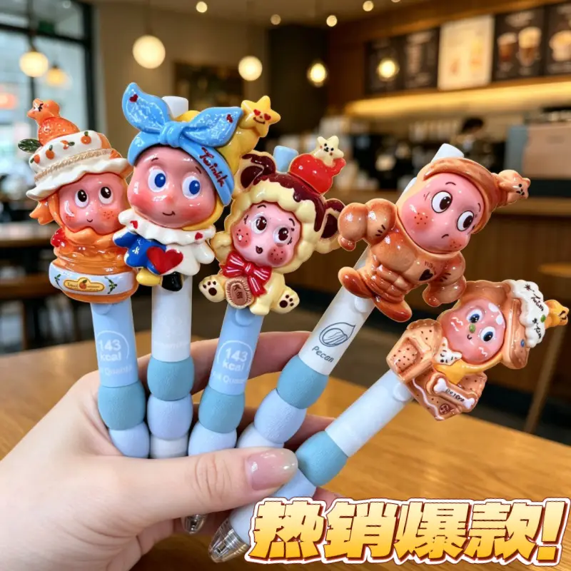 Gel Pen Xiaohongshu Same Style Muscle 143 Star Man Wholesale Retractable Black Quick-Dry Student Stationery Pen Cute