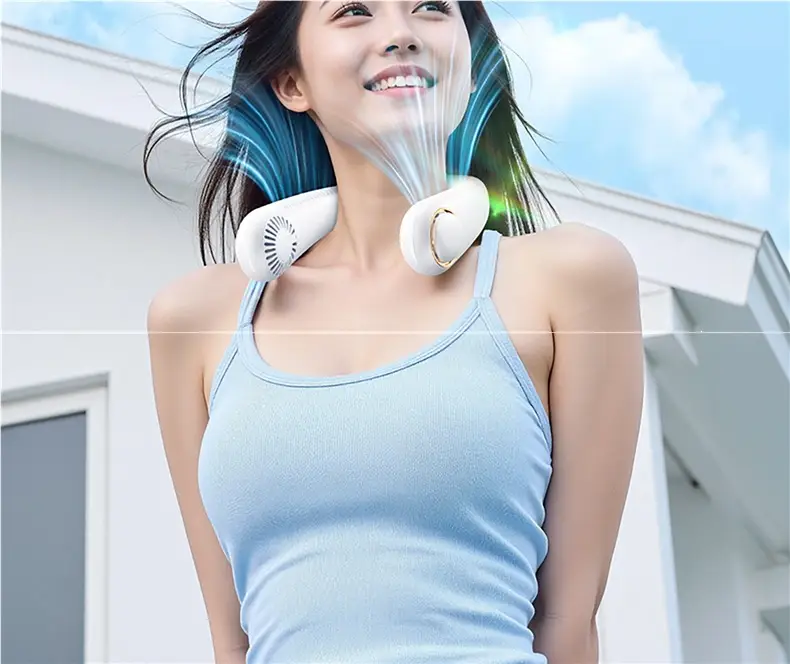 Neck-Hanging Fan, Small Bladeless Cooling Air-Conditioning Fan, Ultra-Long Battery Life, USB Rechargeable Mini Fan, Wearable Around the Neck — feature 43