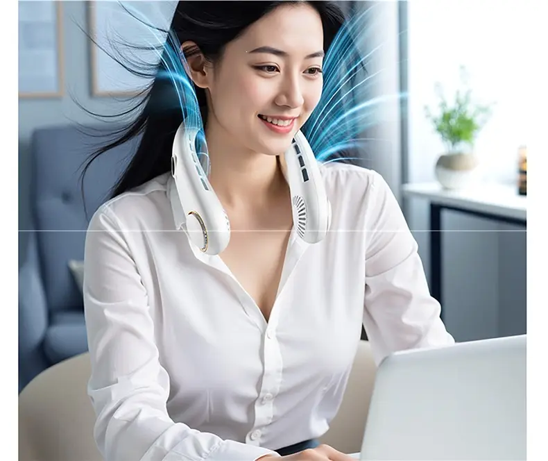 Neck-Hanging Fan, Small Bladeless Cooling Air-Conditioning Fan, Ultra-Long Battery Life, USB Rechargeable Mini Fan, Wearable Around the Neck — feature 54