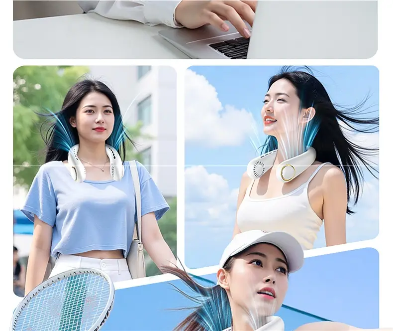 Neck-Hanging Fan, Small Bladeless Cooling Air-Conditioning Fan, Ultra-Long Battery Life, USB Rechargeable Mini Fan, Wearable Around the Neck — feature 55