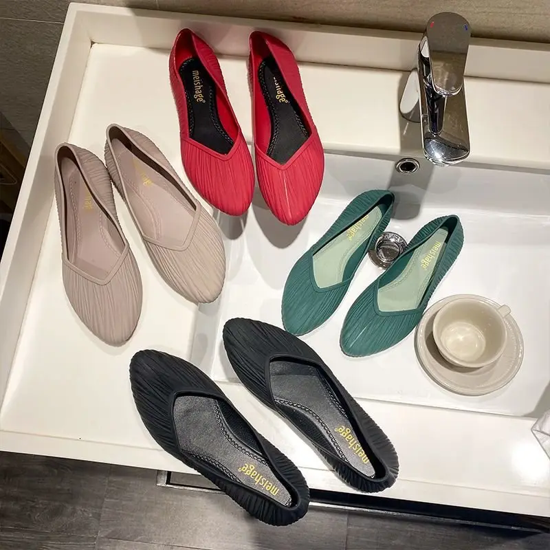 New Low-Cut Waterproof Shoes, Rain Boots for Women, Summer Adult Work Rubber Shoes, Fashionable Jelly Shoes, Non-Slip Shallow Toe-Cap Sandals