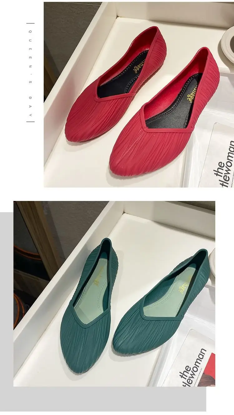New Low-Cut Waterproof Shoes, Rain Boots for Women, Summer Adult Work Rubber Shoes, Fashionable Jelly Shoes, Non-Slip Shallow Toe-Cap Sandals — feature 24