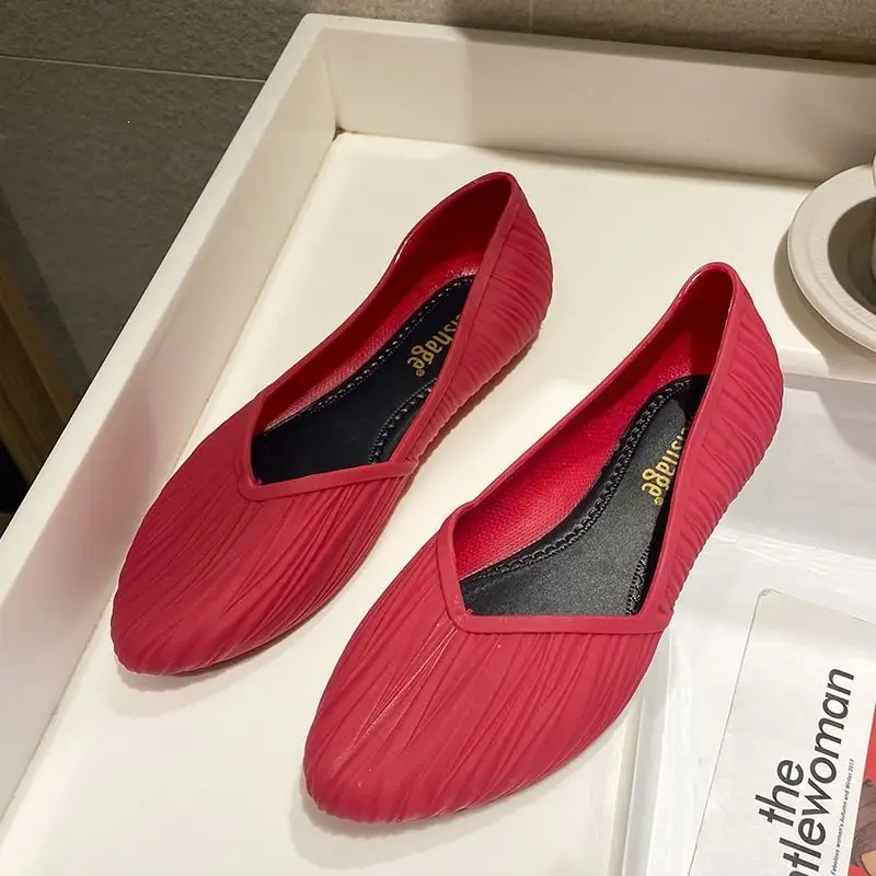 New Low-Cut Waterproof Shoes, Rain Boots for Women, Summer Adult Work Rubber Shoes, Fashionable Jelly Shoes, Non-Slip Shallow Toe-Cap Sandals