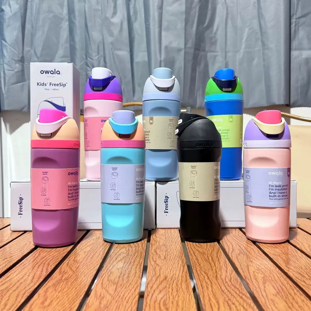 Owala Thermos Cup Freesip Water Cup Student Stainless Steel Straw Sports Portable Imported Co-Branded Series Water Cup
