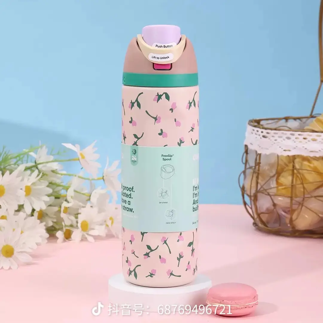 Owala Thermos Cup Freesip Water Cup Student Stainless Steel Straw Sports Portable Imported Co-Branded Series Water Cup