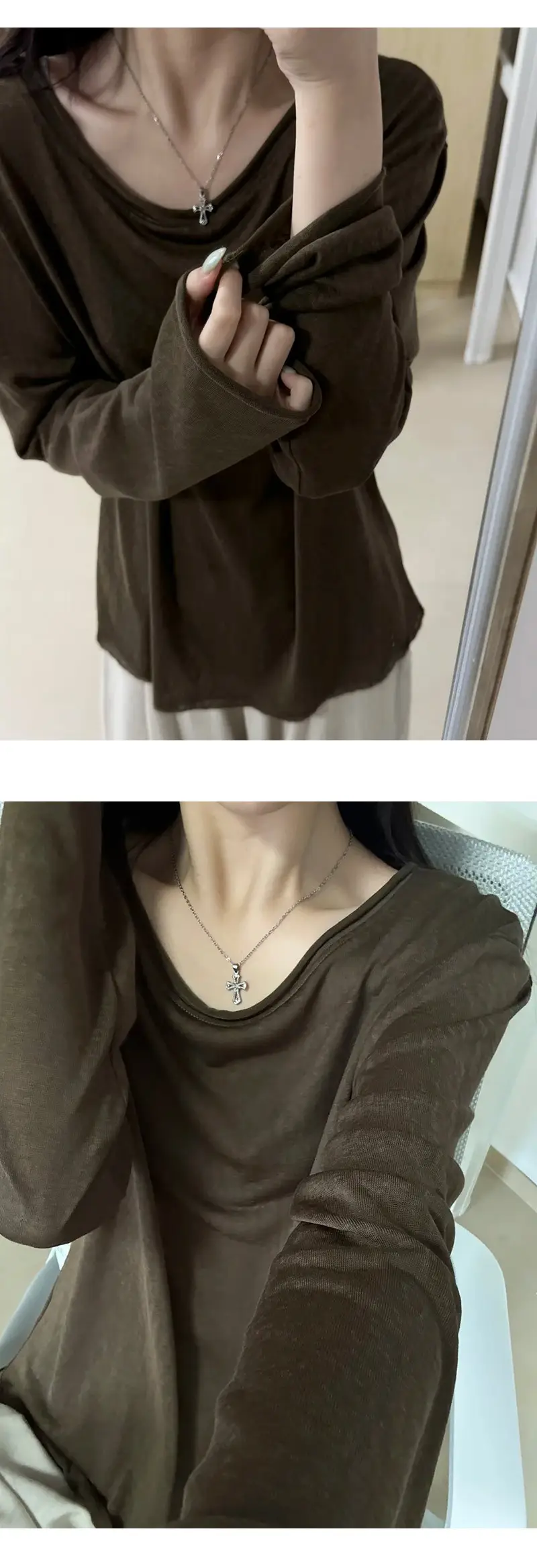 Lazy and Pure Desire Style Loose Semi-Sheer Long-Sleeve Blouse for Women, New Summer Tencel Texture Sun-Protective Base Shirt T-Shirt — feature 10