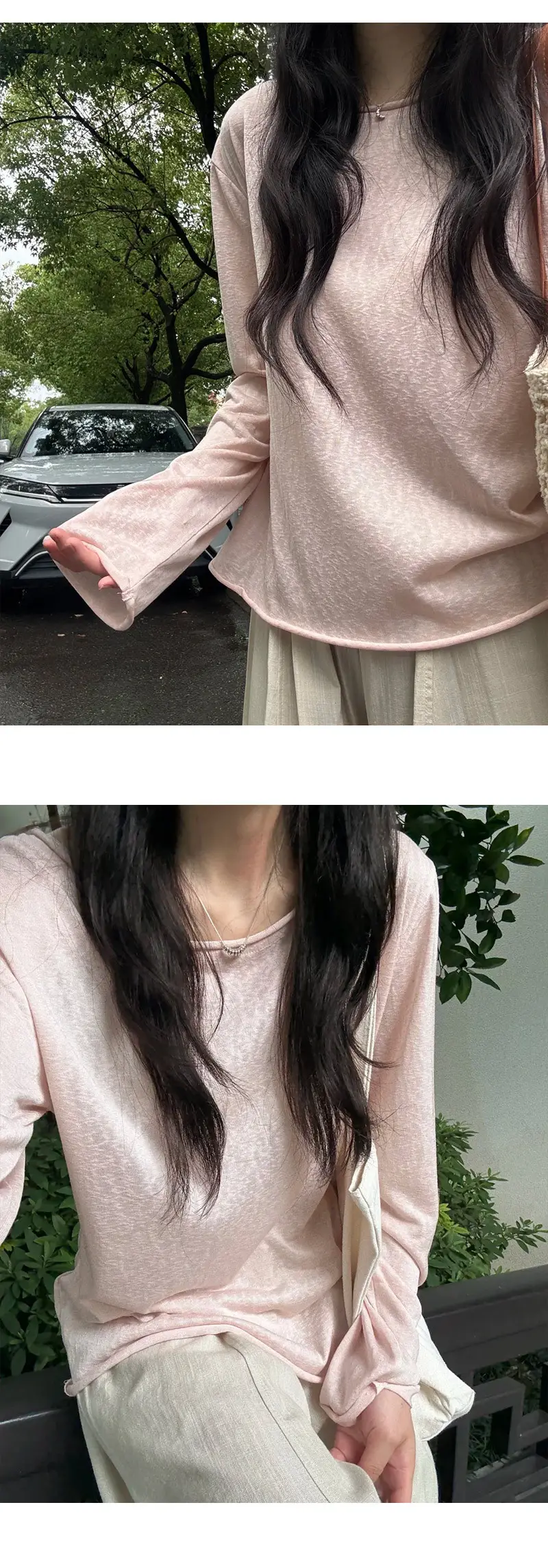 Lazy and Pure Desire Style Loose Semi-Sheer Long-Sleeve Blouse for Women, New Summer Tencel Texture Sun-Protective Base Shirt T-Shirt — feature 6