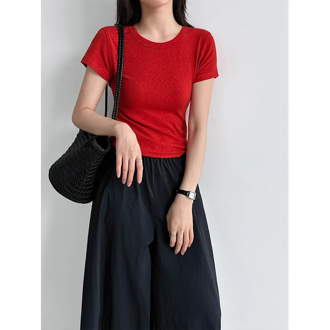 Luxi Korean-Style Slim-Fit T-Shirt for Women, Summer New Model, Slimming, Breathable, Versatile Short-Sleeve Top 21079