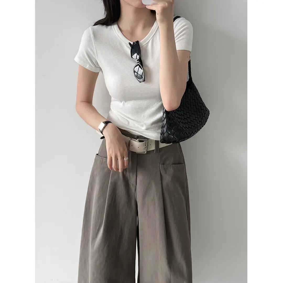 Luxi Korean-Style Slim-Fit T-Shirt for Women, Summer New Model, Slimming, Breathable, Versatile Short-Sleeve Top 21079