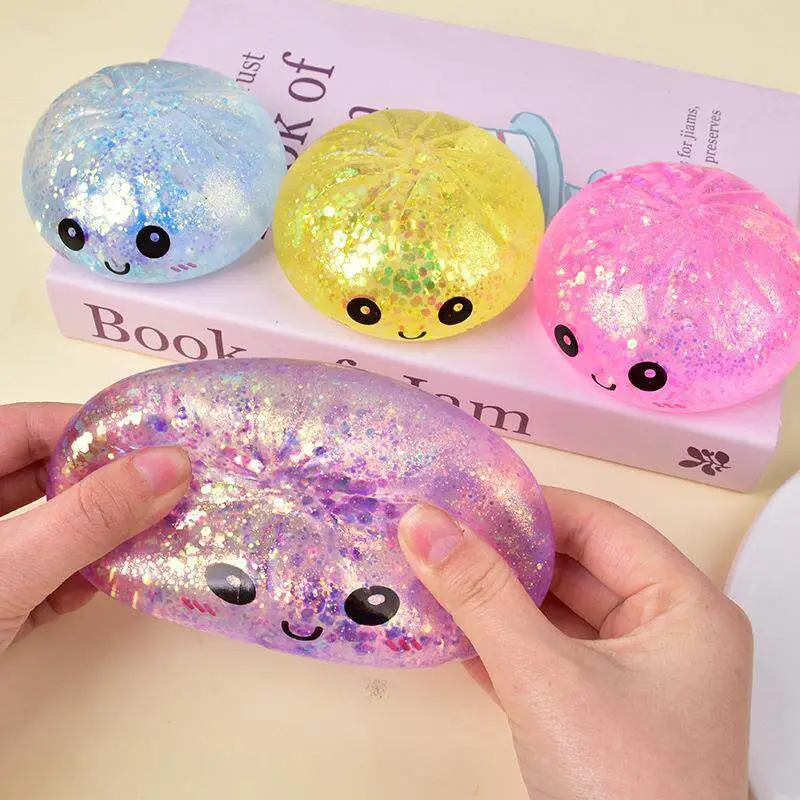 Crystal Bun Popular Cartoon Smiley Face Stress-Relief Fruit Juice Bead Ball Steamer Box Simulation Bun Squeeze Toy — feature 5