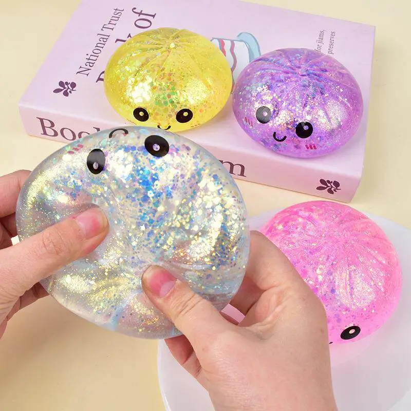 Crystal Bun Popular Cartoon Smiley Face Stress-Relief Fruit Juice Bead Ball Steamer Box Simulation Bun Squeeze Toy — feature 6
