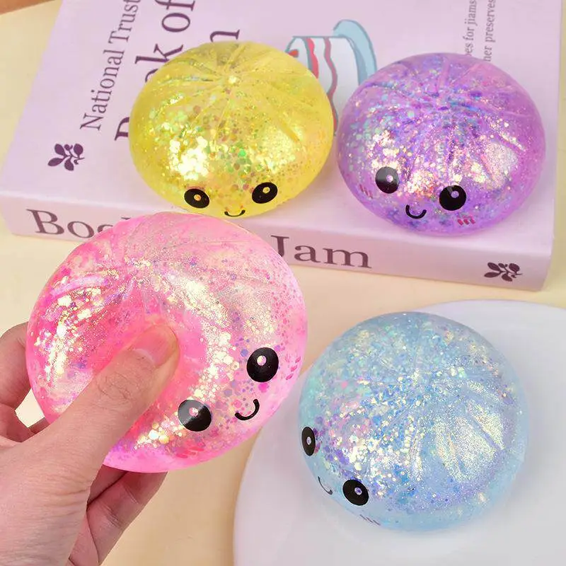 Crystal Bun Popular Cartoon Smiley Face Stress-Relief Fruit Juice Bead Ball Steamer Box Simulation Bun Squeeze Toy — feature 7