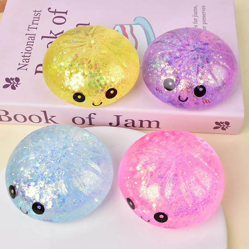 Crystal Bun Popular Cartoon Smiley Face Stress-Relief Fruit Juice Bead Ball Steamer Box Simulation Bun Squeeze Toy — feature 8