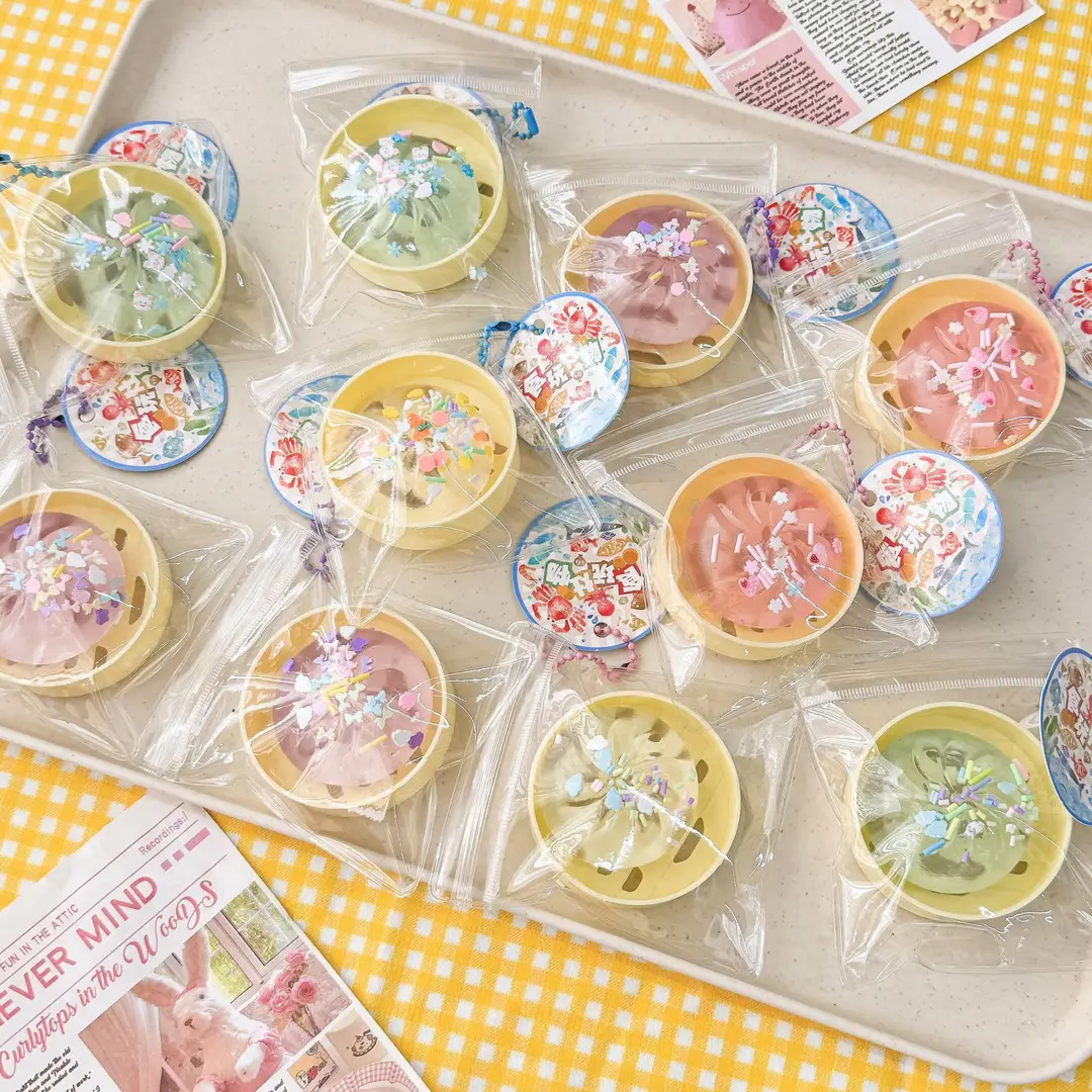 Crystal Bun Popular Cartoon Smiley Face Stress-Relief Fruit Juice Bead Ball Steamer Box Simulation Bun Squeeze Toy