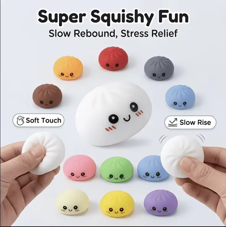 Crystal Bun Popular Cartoon Smiley Face Stress-Relief Fruit Juice Bead Ball Steamer Box Simulation Bun Squeeze Toy