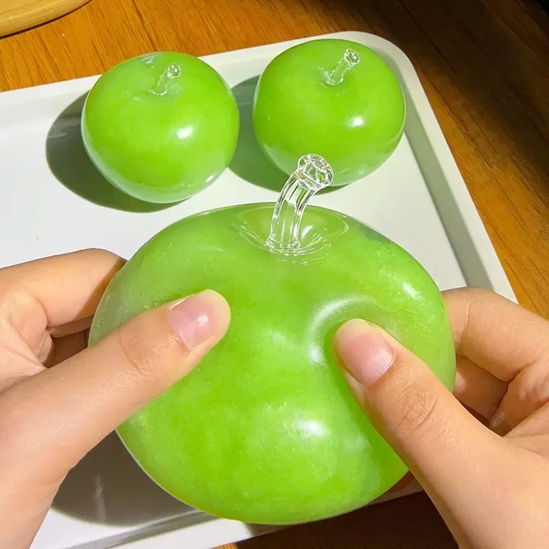 Cross-Border Popular Product: Green Apple Smoothie Squishy Toy, Moldable Coconut Oil Squishy Smoothie, Sound-Activated Ball, Hand-Sucking Stress Relief Toy