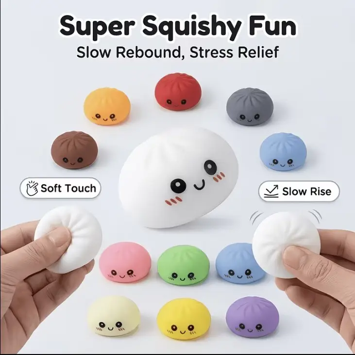 Large Realistic Stress-Relief Bun Toy, Slow Rebound Dim Sum Toy, Prank Food Replica Toy