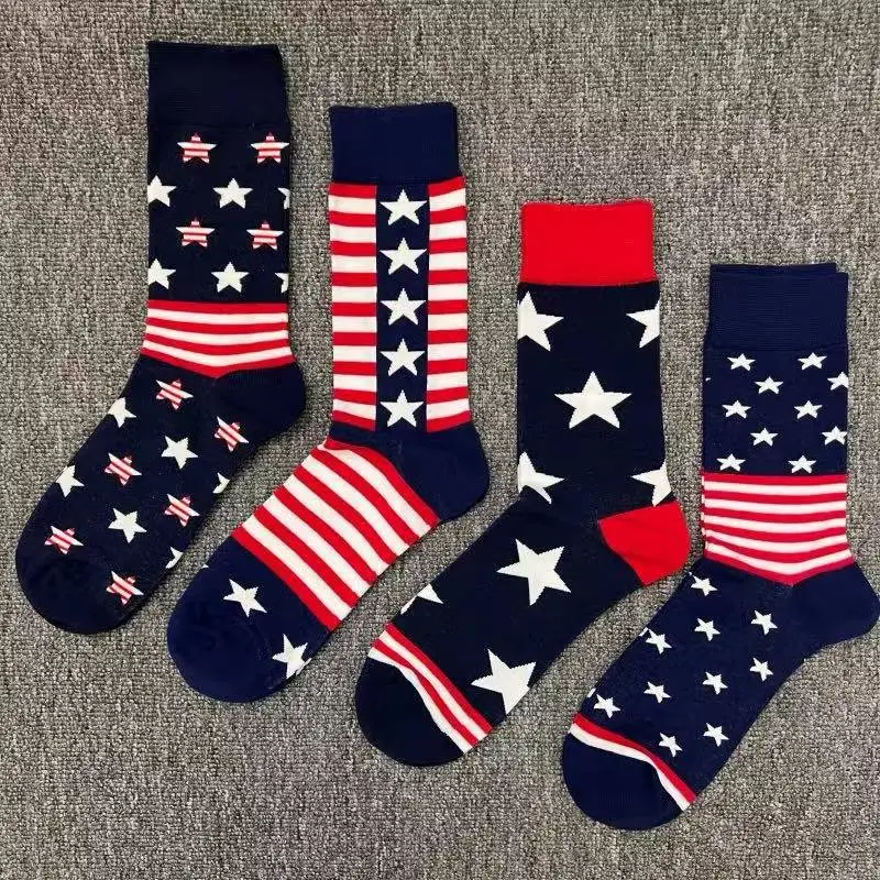 Happysocks Trendy Brand Socks Astronaut Mid-Calf Socks Men's Cartoon Astronaut Planet Large Size Colorful Socks