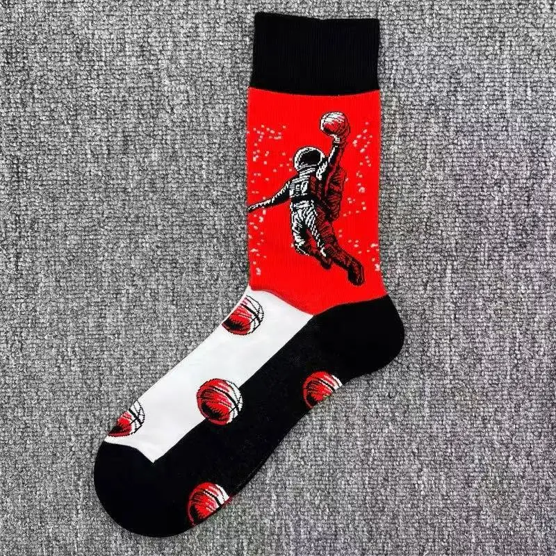 Happysocks Trendy Brand Socks Astronaut Mid-Calf Socks Men's Cartoon Astronaut Planet Large Size Colorful Socks — feature 2