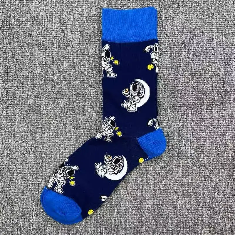 Happysocks Trendy Brand Socks Astronaut Mid-Calf Socks Men's Cartoon Astronaut Planet Large Size Colorful Socks — feature 6
