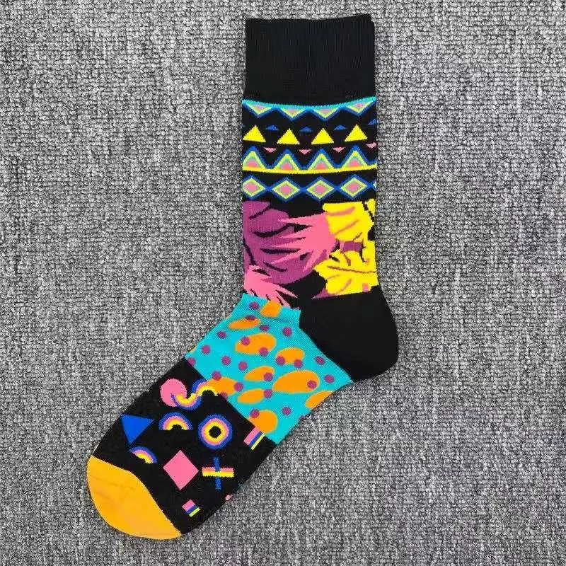 Happysocks Trendy Brand Socks Astronaut Mid-Calf Socks Men's Cartoon Astronaut Planet Large Size Colorful Socks