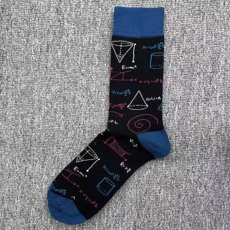 Happysocks Trendy Brand Socks Astronaut Mid-Calf Socks Men's Cartoon Astronaut Planet Large Size Colorful Socks