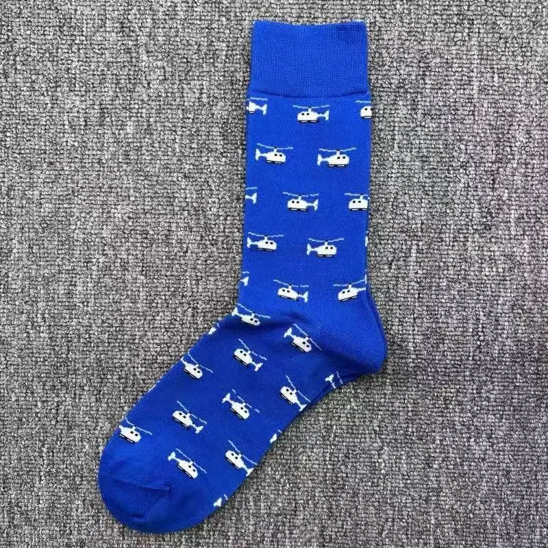 Happysocks Trendy Brand Socks Astronaut Mid-Calf Socks Men's Cartoon Astronaut Planet Large Size Colorful Socks