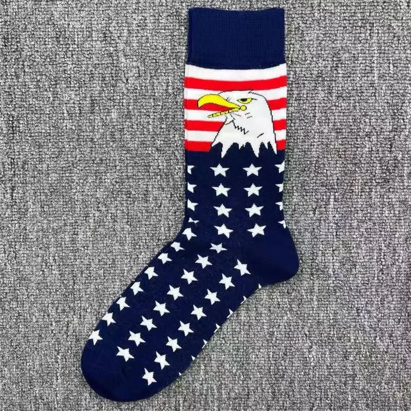 Happysocks Trendy Brand Socks Astronaut Mid-Calf Socks Men's Cartoon Astronaut Planet Large Size Colorful Socks